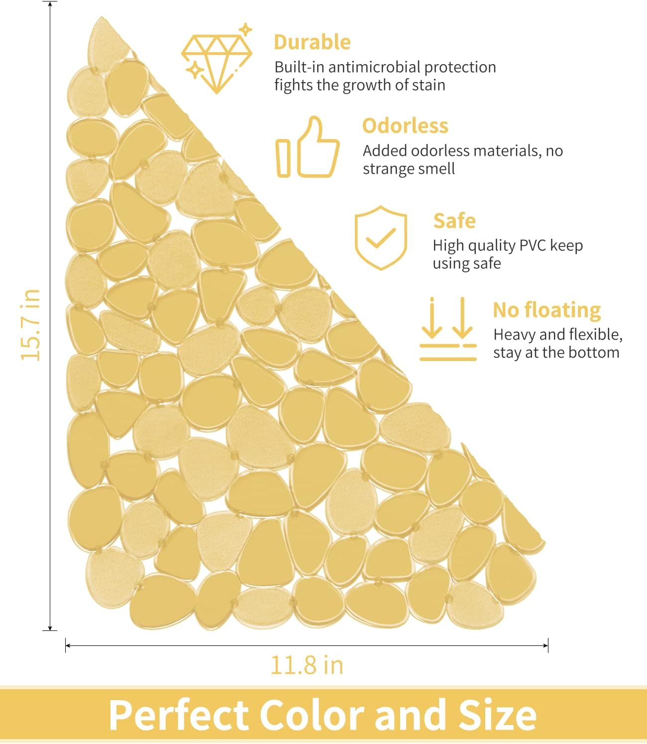 Bligli Pebble Sink Mat for Stainless Steel/Ceramic Sinks, 2 Pack PVC Sink Protectors Mats for Bottom of Kitchen Sink, Dish Drying Mat for Dishes and Glassware, 15.7 x 11.8 inch, Clear Yellow