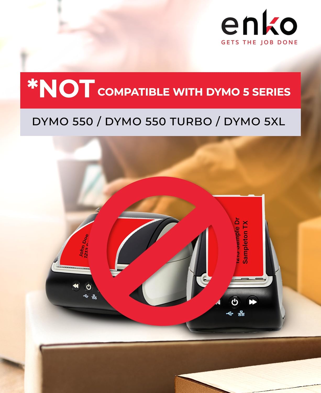 enKo Compatible Red Zebra 4x6 Label/Dymo Labels 1744907 (4 x 6) for Dymo Labelwriter 4XL Shipping Zebra Direct Thermal Printer (6 Rolls, 1320 Labels)