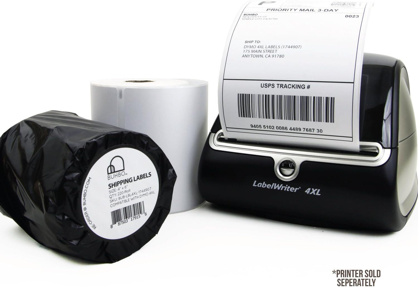 Buhbo Compatible with DYMO LabelWriter 4XL 4" x 6" Shipping Label 1744907, White (220 Per Roll)