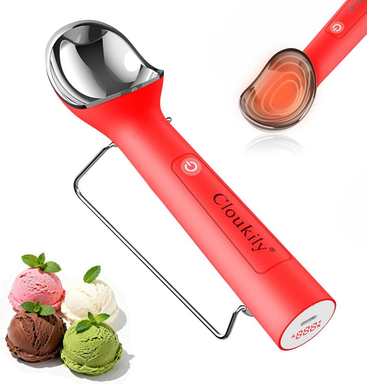 Heated Ice Cream Scoop with Holder(Newest Gen 3.0): USB Rechargeable Electric Icecream Scooper with Manual On/Off Switch,2025 Kitchen Gadgets for Hard Ice Cream, Waterproof IP67,Max to 158℉
