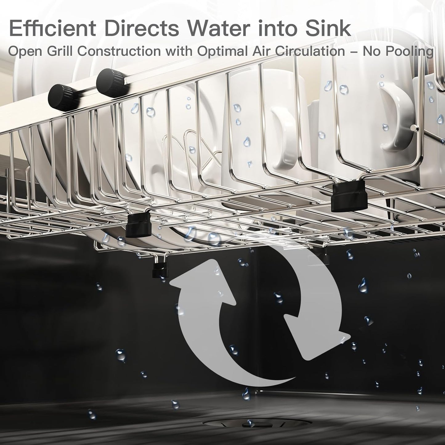 Small Expandable Over The Sink Dish Drainer Drying Rack In Stainless Steel Metal For Kitchen, Counter Space Saving Compact Above Plate Dryer Strainer, Adjustable Hanging Inside Sink Wire Drain Holder