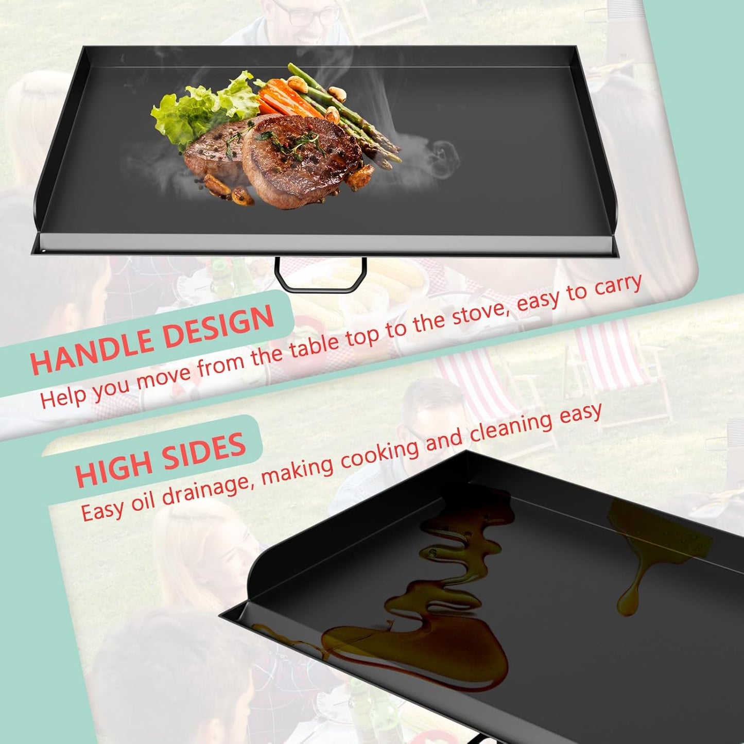 Flat Top Griddle for Camp Chef SPG90B GB90D TB90 CCH3 SG100 TB90LWG TB90LWG15 TB90LW, Outdoor Camping Fry Griddle Pan for Camp Chef PRO 90X Explorer 3X Stove Gas/Propane Stove Grills,16" x 37"