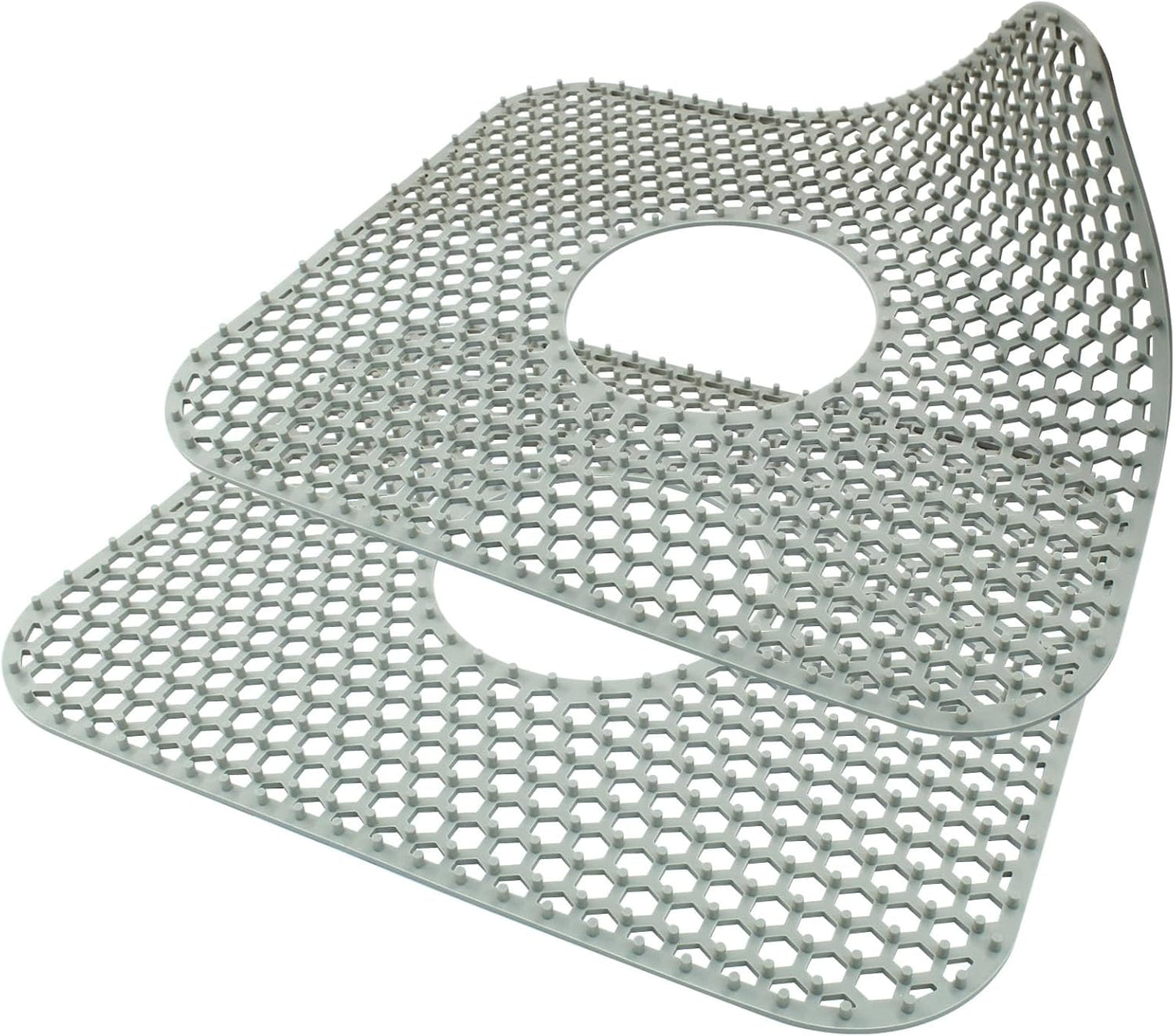 2 Pack Non-Slip Kitchen Sink Mats, Heat Resistant Sink Protectors for Folding Farmhouse, Center Drain Silicone Mat for Bottom of Stainless Steel Porcelain Kitchen