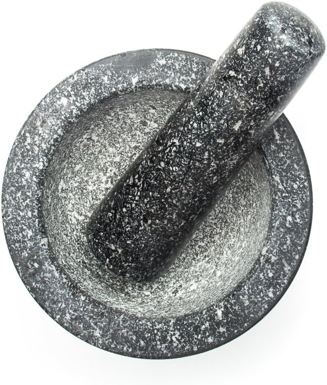 Fox Run Granite Mortar and Pestle, 5.5 x 6 x 6 inches, Black
