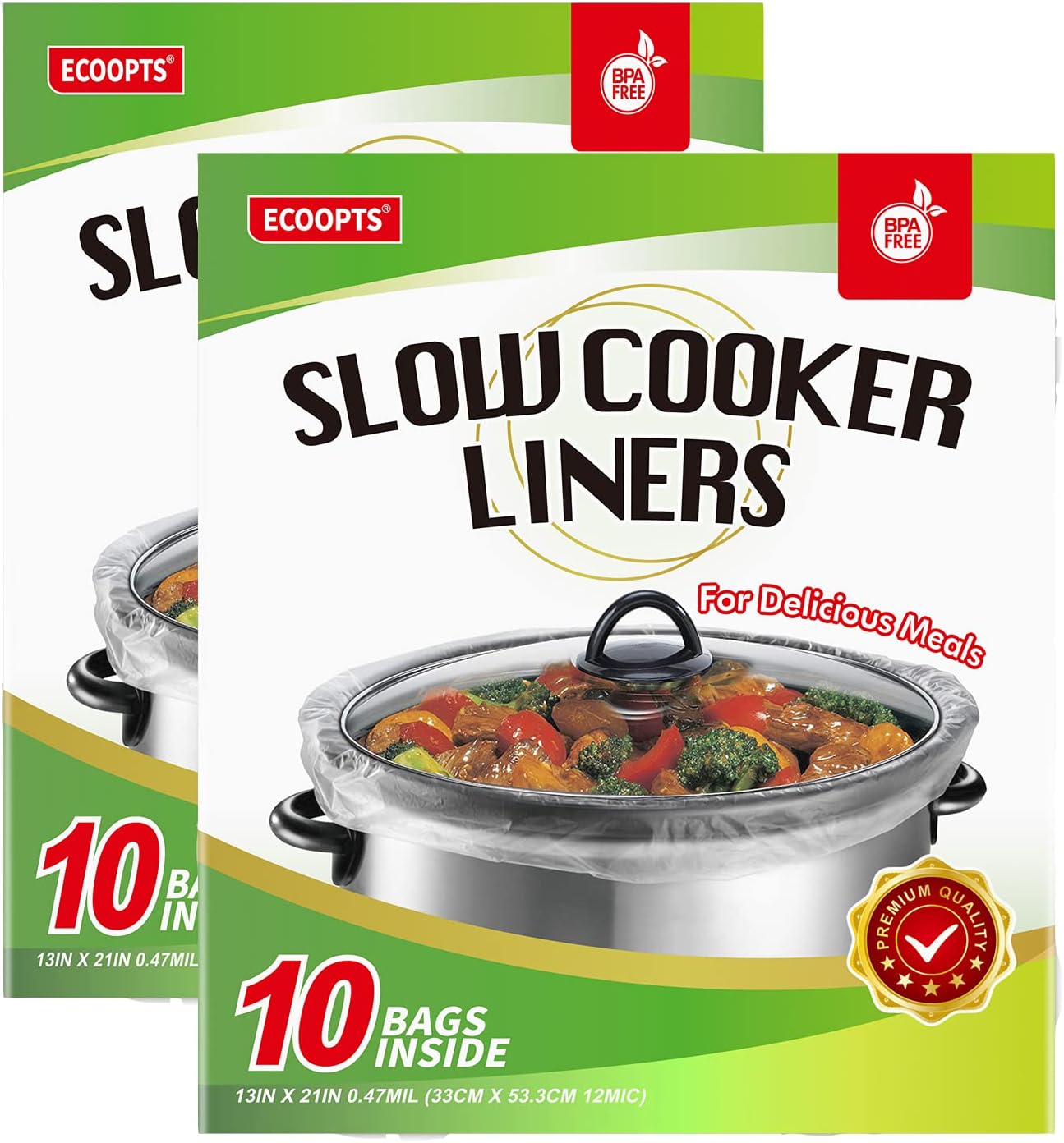 ECOOPTS Slow Cooker Liners Disposable Cooking Bags Large Size Pot Liners Fit 4QT to 8.5QT Suitable for Oval & Round Pot (20 BAGS)
