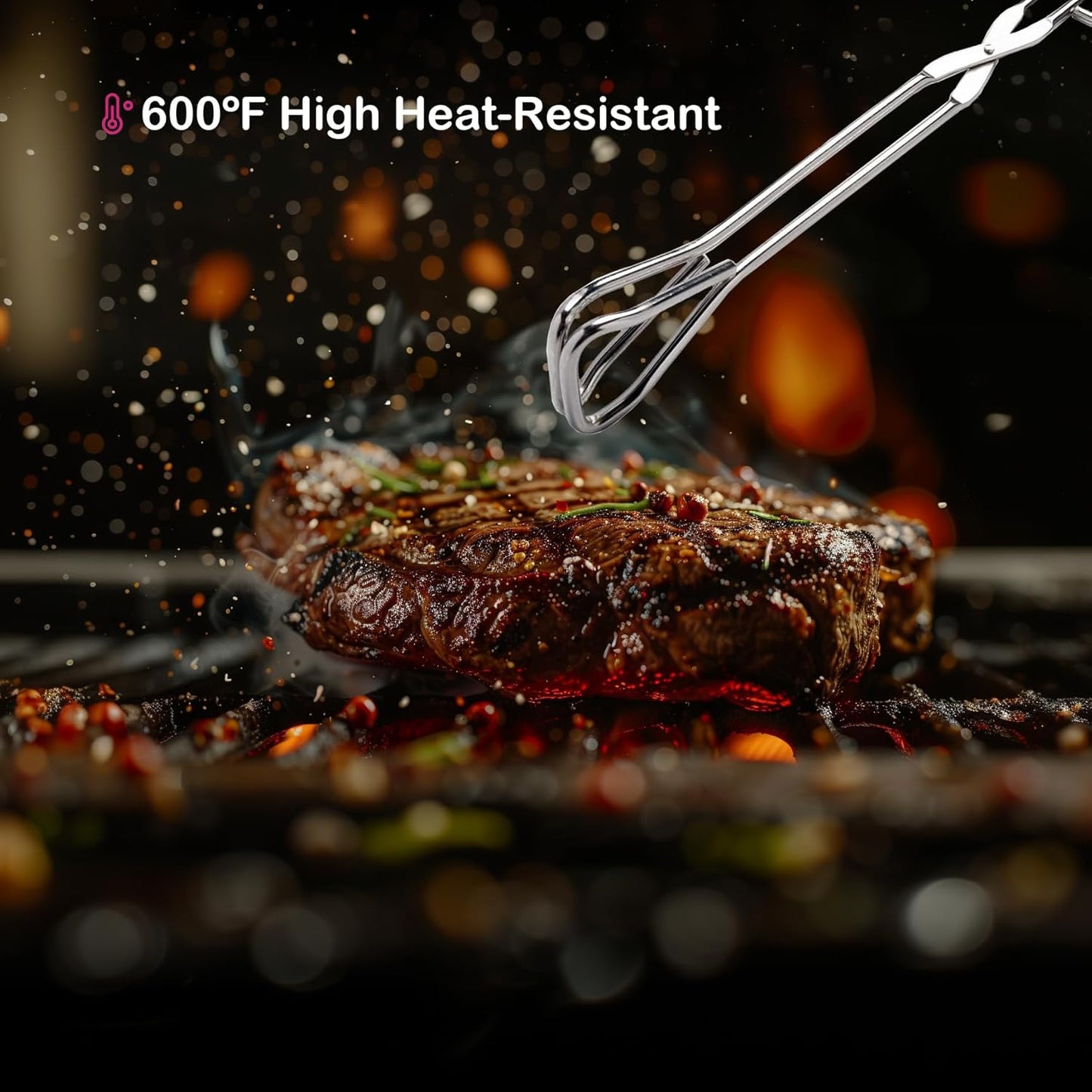 11-Inch Heavy Duty Stainless Steel Kitchen Tongs - Comfortable Ergonomic Grip, Scissor Design, Heat Resistant for BBQ and Cooking, Set of 2