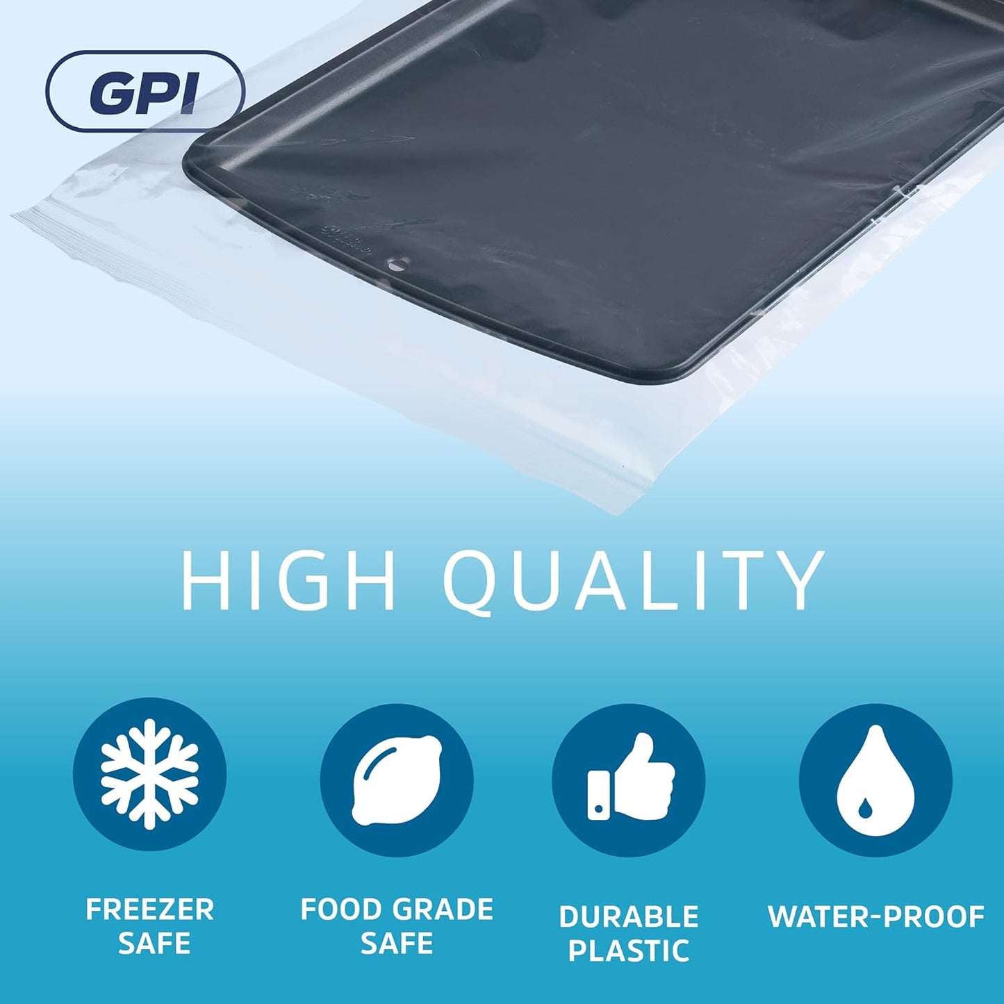 GPI Pack of 100 13" X 18" Clear Plastic Reclosable Zip Bag - Bulk 2 Mil Thick Strong & Durable Poly Baggies with Resealable Zip Top Lock for Travel, Storage, Packaging & Shipping.