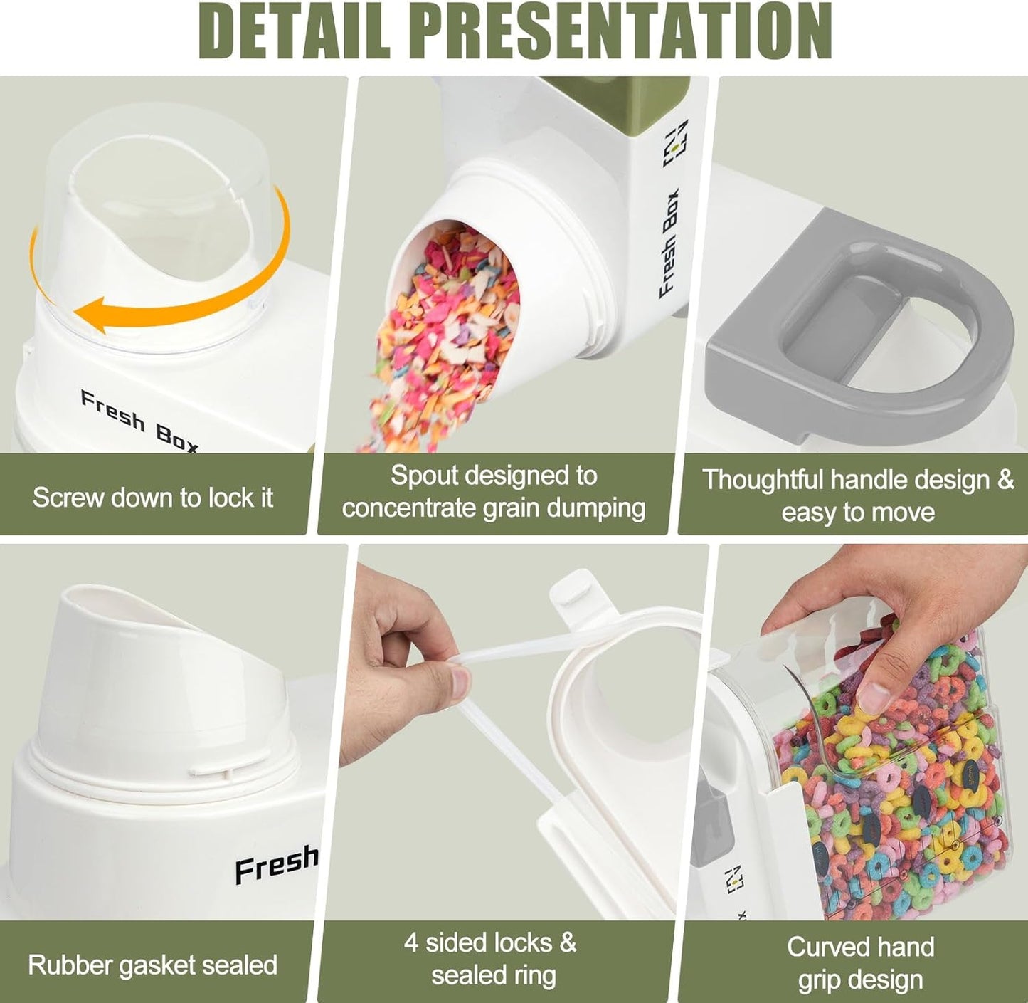 Cereal Storage Container 2Pack,85oz/2.5L Airtight Food Storage Containers With Lids,Organizers Storage With Measuring Cup for Beans,Sugar,Rice,Nuts,Snacks,Dog Cat Pet Food,Candy