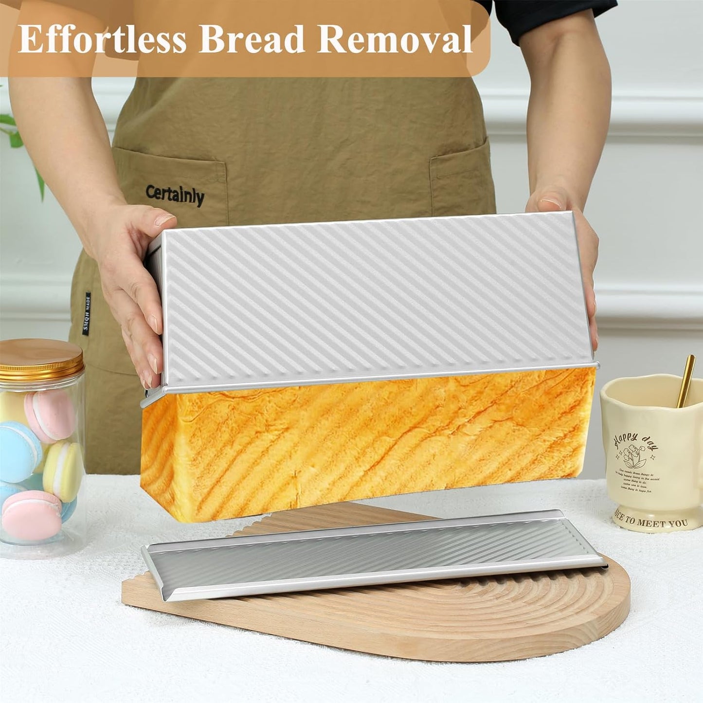 SS&CC Pullman Loaf Pan with Lid 13x4 | 2.2lb Carbon Steel Bread Pan for Homemade Sourdough & Sandwich Bread | Nonstick Bakeware, Heavy Duty & Easy Clean (Silver, 2.2lb (1-Pack))