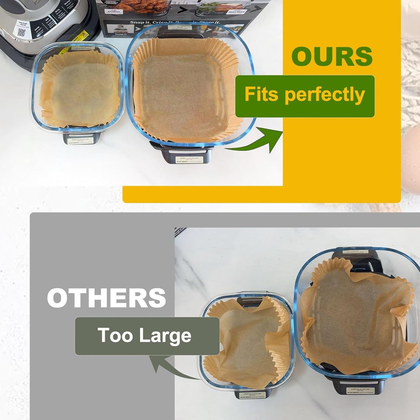 Air Fryer Liners for Ninja Crispi Air Fryer, Ninja Crispi Accessories for Ninja Crispy, 150Pcs Ninja Glass Air Fryer Liners, Crispi Air Fryer Parchment Paper Liners, Ninja Kitchen Appliances