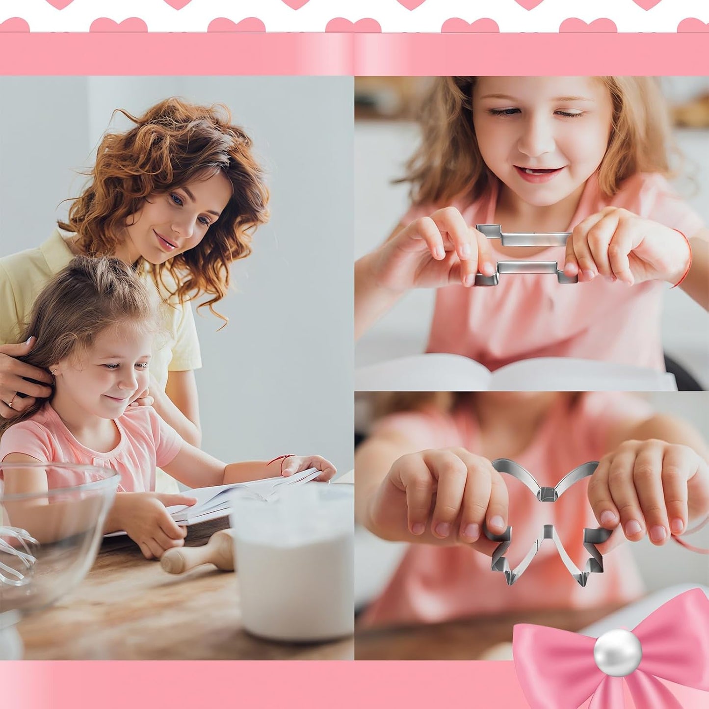 Honeydak 2 Pcs 5 Inch Bowknot Cookie Cutter Number One Cookie Cutter Bow and Number 1 Baking Mold Metal Pancake Fondant Cake Mold for First Birthday First Anniversary Party Baking Supply