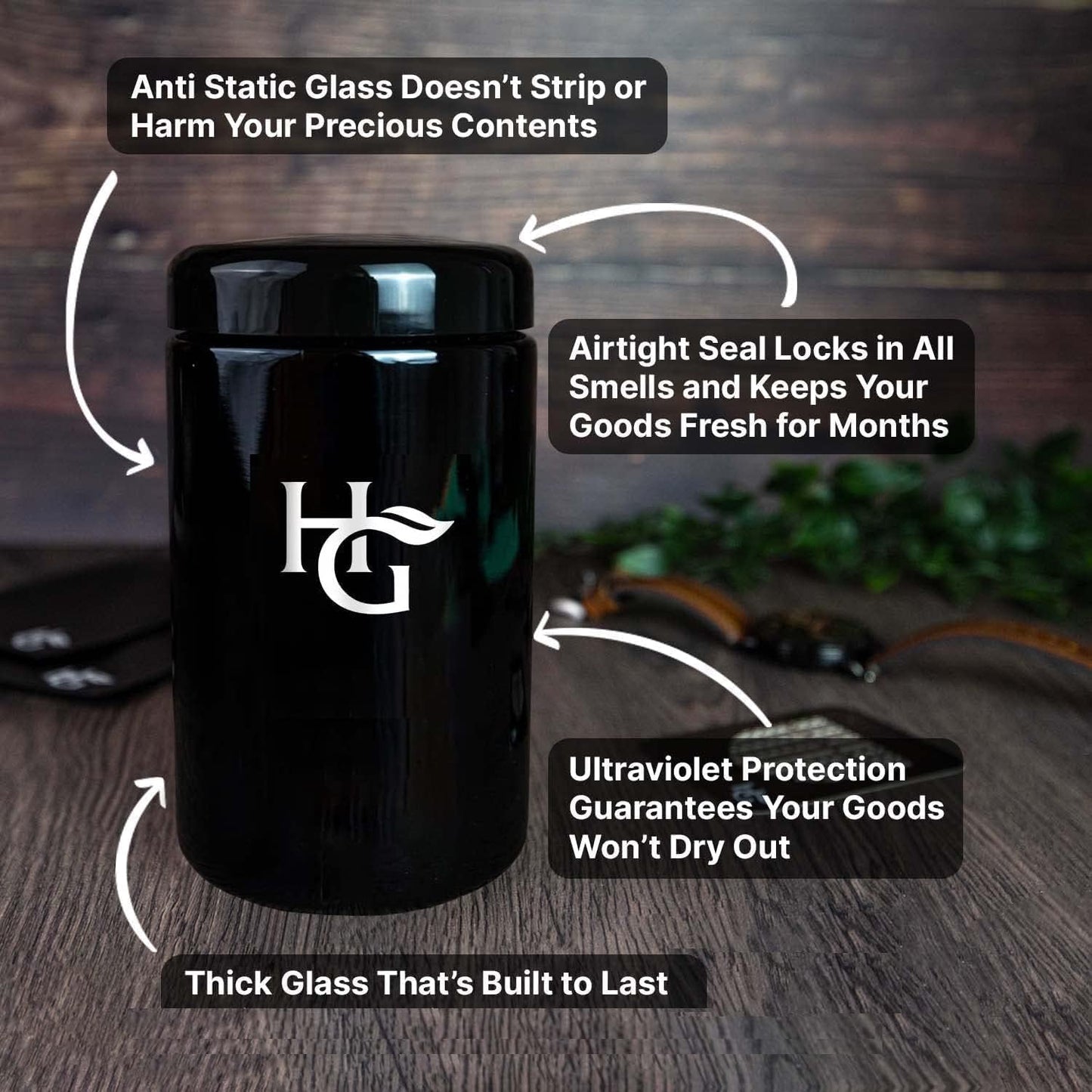 Herb Guard - 2 Oz Airtight Ultraviolet Jar (1 Liter) Keeps Herbs Fresh for Months