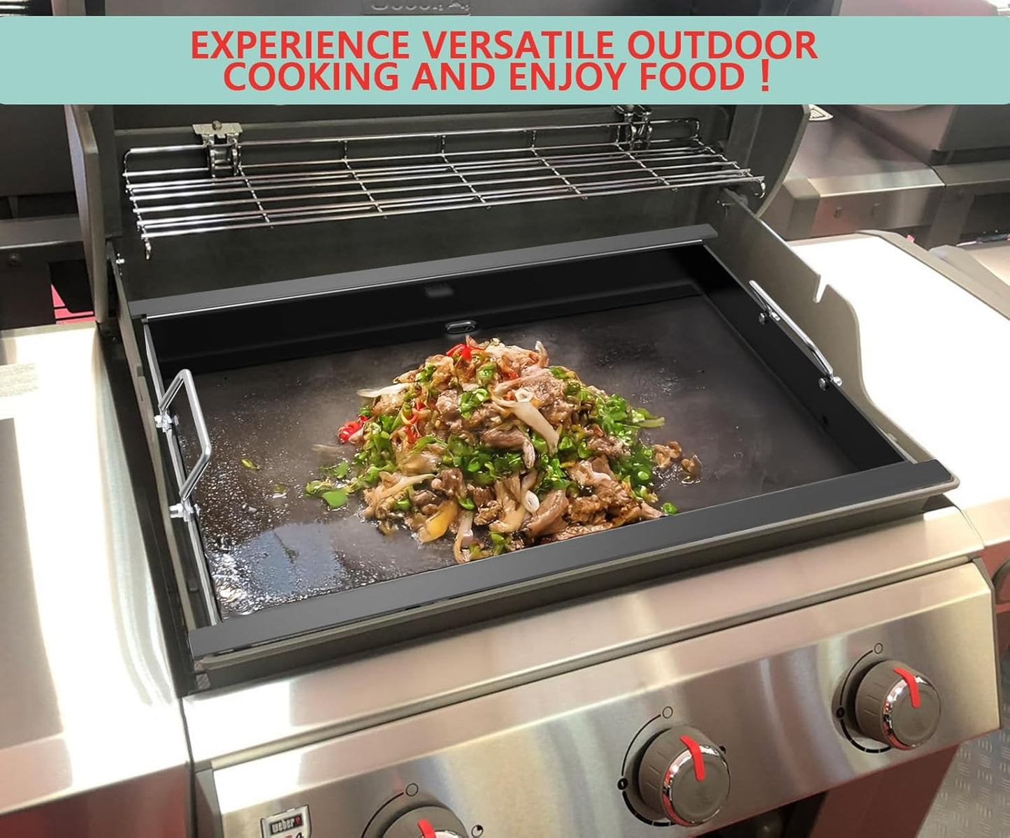 6788 Full Size Griddle Insert for Weber Genesis II 300 Series Gas Grills E330 S310 S335 E325 E315 EX315 E310 S315 EX335 SX335, Carbon Steel Flat Top Griddle for Weber Genesis II LX S/E-340 Grill Parts