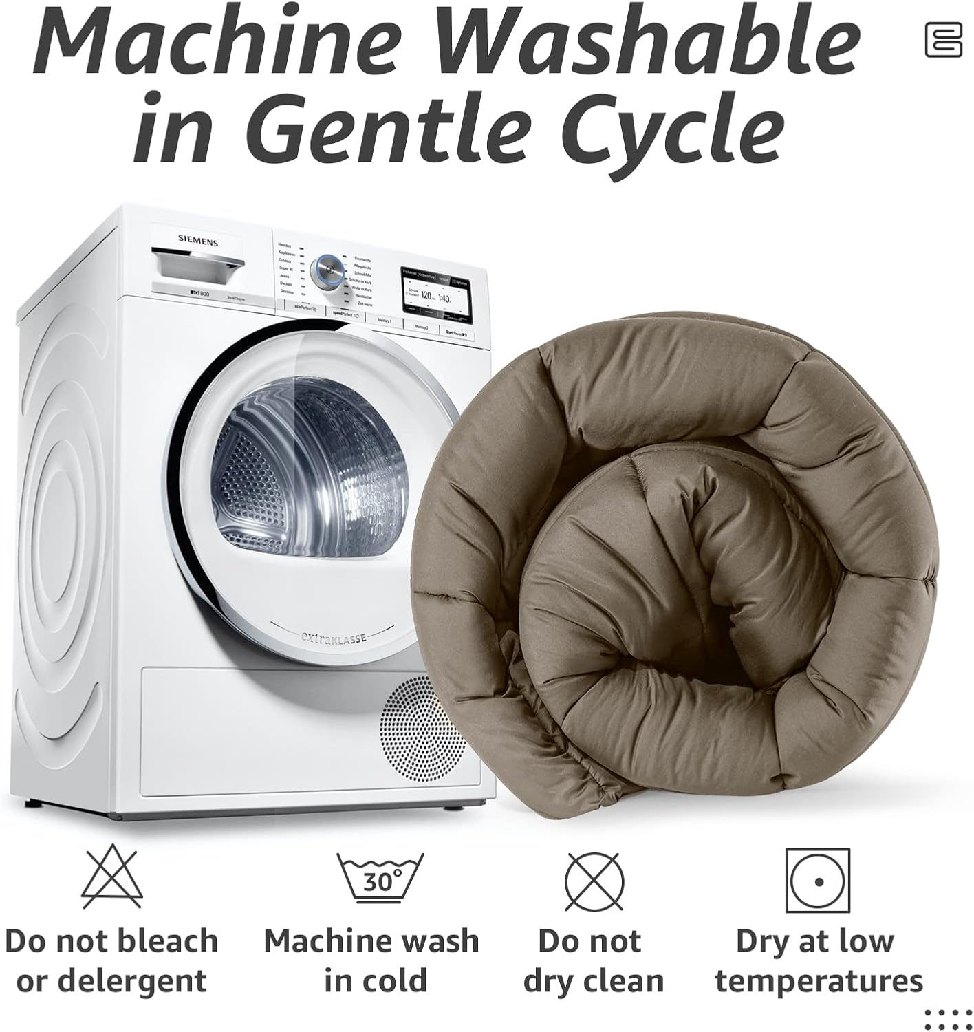 HYLEORY All Season King Size Bed Comforter - Cooling Down Alternative Quilted Duvet Insert with Corner Tabs - Winter Warm - Machine Washable - Taupe