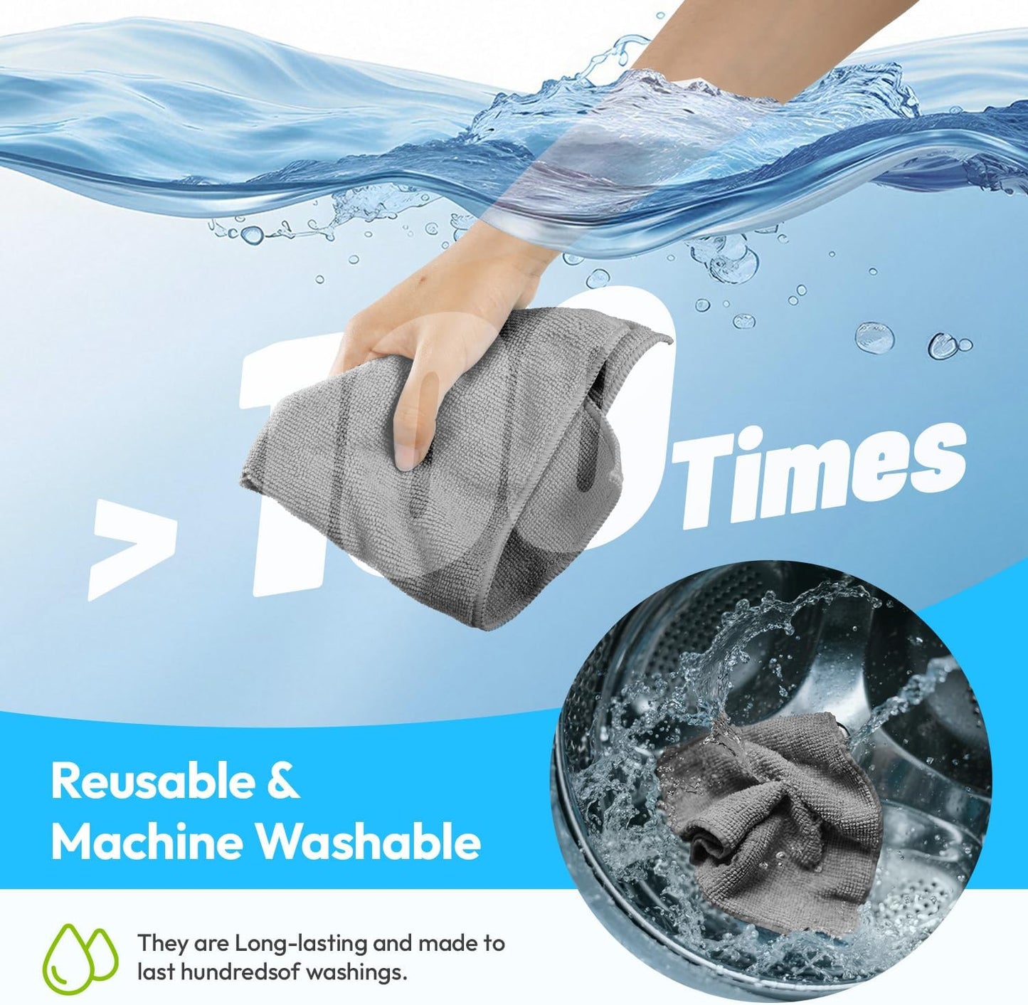 Microfiber Cleaning Cloths 12”x12”, 12Pack - Extra Thick Kitchen Towels - Streak-Free, Lint-Free, Fast Absorbent - Reusable Multi-Purpose Housekeeping Rags for Cars, Dishes, Floors, Tiles - Grey