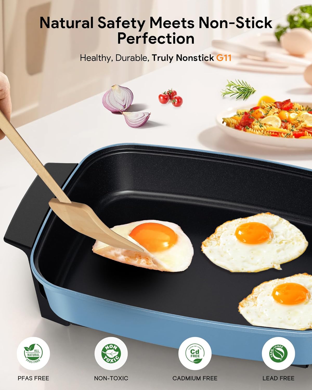 Nuwave Medley XL Digital Electric Skillet, Family Size Griddle w/Glass Lid, 2025 New & Improved Precision Heating, 100°-425°F, PFAS Free G11 Nonstick Ceramic Coating, Portable Hot Plate, 7qt Capacity