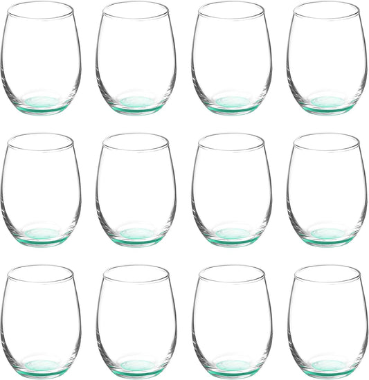 DISCOUNT PROMOS Stemless Wine Glasses by ARC 5.5 oz. Set of 12, Bulk Pack - Perfect for Hotel, Bar, Restaurant or Lounge - Green