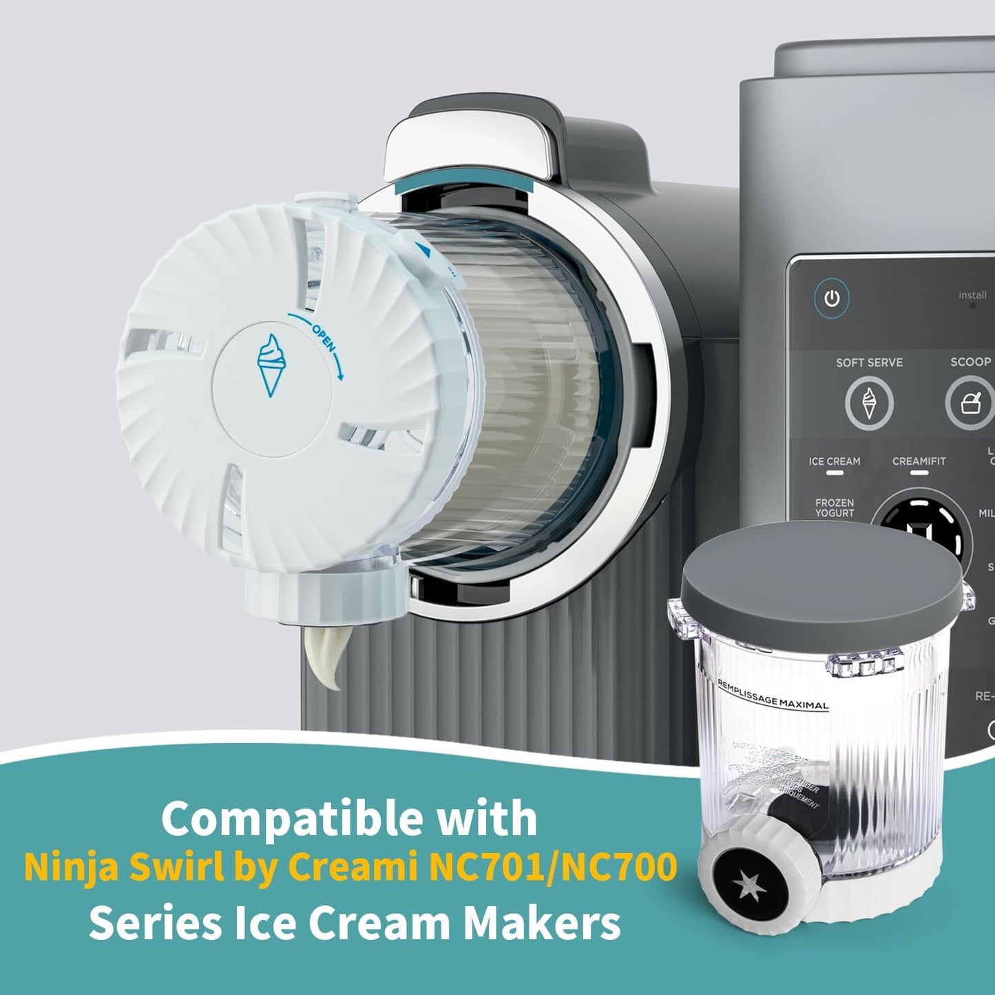 16oz Replacement Pints with Silicone Lids – 2-Pack- Compatible with Ninja Swirl by CREAMi NC701 Series – BPA-Free, Leak-Proof, Freezer & Dishwasher Safe Containers