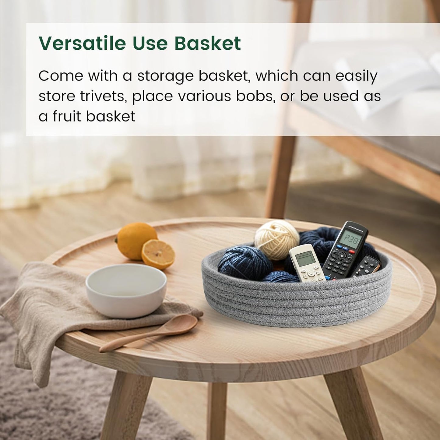 RIOOP 10 Inches Trivets for Hot Dishes, Pots and Pans with Storage Basket, 5 Heat Resistant Large Coaster for Kitchen, Hot Pads Mats for Countertops Table Kitchen Essentials Farmhouse Halloween Decor