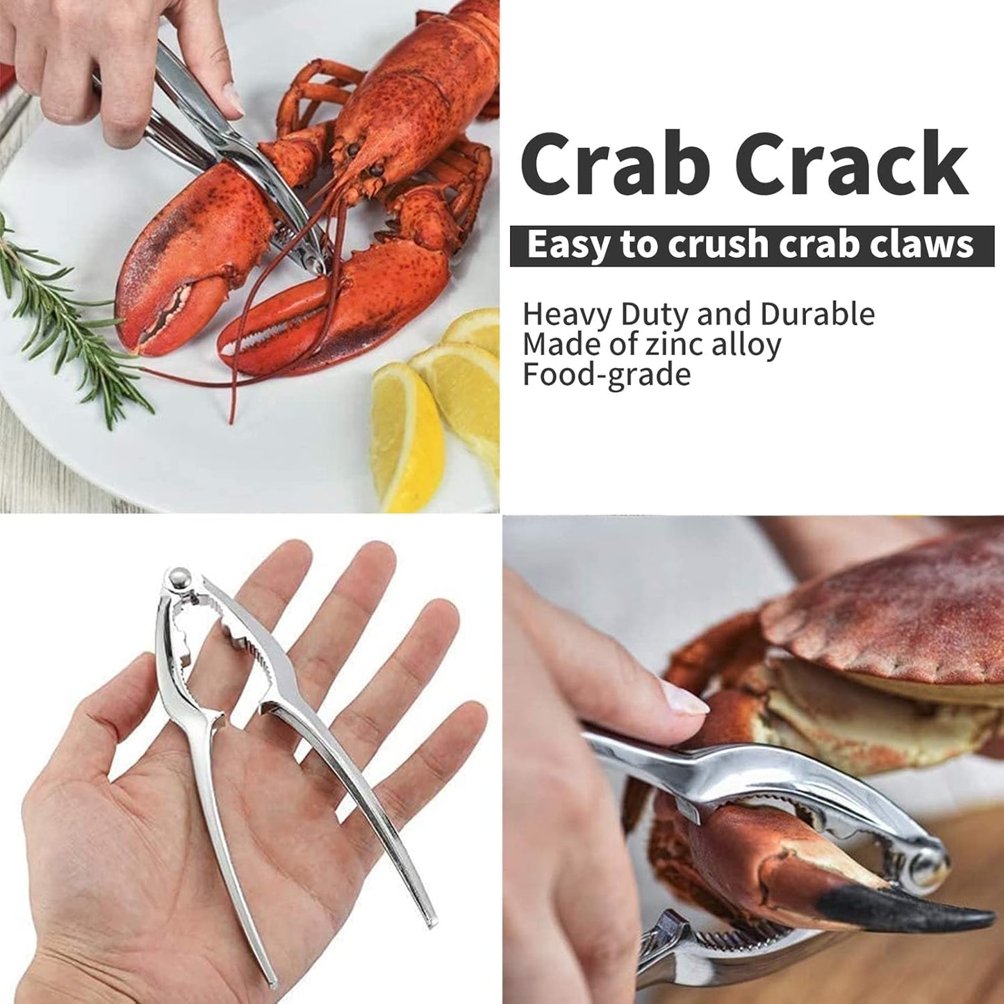 Luvan 33 Pcs Crab Crackers and Tools Set with 4 Crab Leg Crackers, 4 Crab Forks, 4 Lobster Shellers, 4 Butter Warmers, 1 Seafood Scissors, 14 Tealight Candles, 2 Crab Grabber-Seafood Boil Party Supply