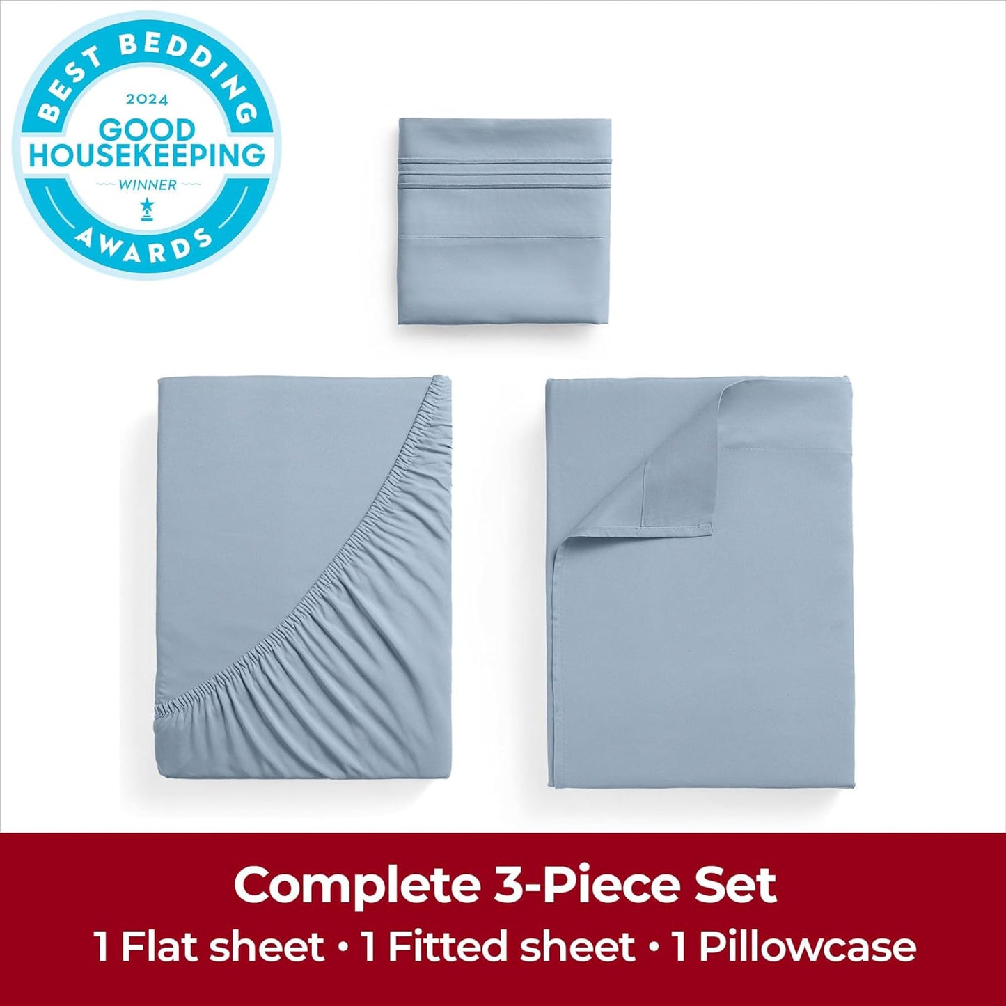 Mellanni Twin XL Sheets Set - 3 PC Iconic Collection Bedding - Hotel Luxury, Extra Soft, Cooling Bed Sheets - Wrinkle, Fade, Stain Resistant (Twin Extra Long, Blue Hydrangea)