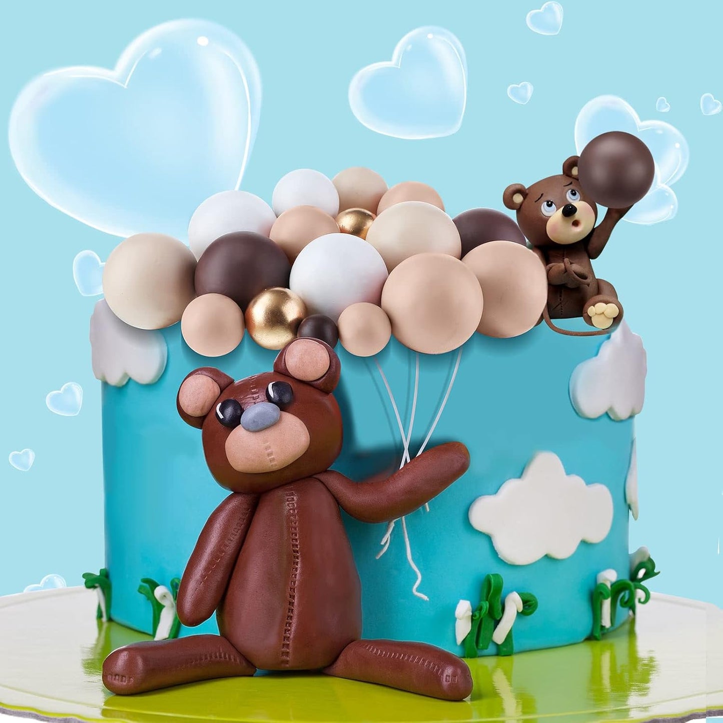 108 Pcs Balls Cake Topper DIY Cupcake Insert Foam Balloons for Cake Baking Wedding Anniversary Birthday Decoration(Brown Series,Multi Sizes)