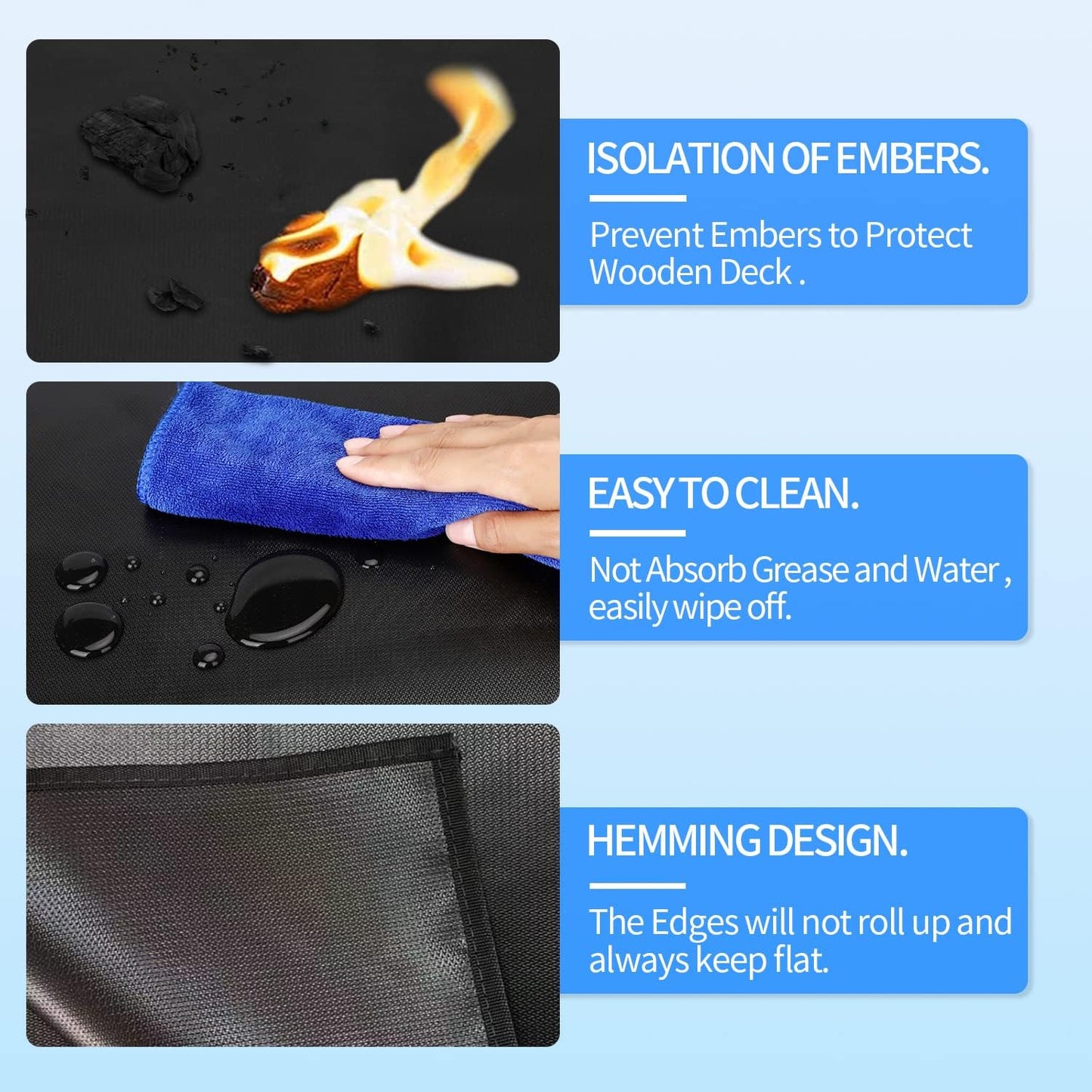 Large 65x40 inch under Grill Mats for Outdoor Grill - Double-sided Fireproof Fire Pit Mats for under Fire Pit Fireplace- Waterproof BBQ Mat under BBQ -Grill Floor Pad for Patio Deck Protector