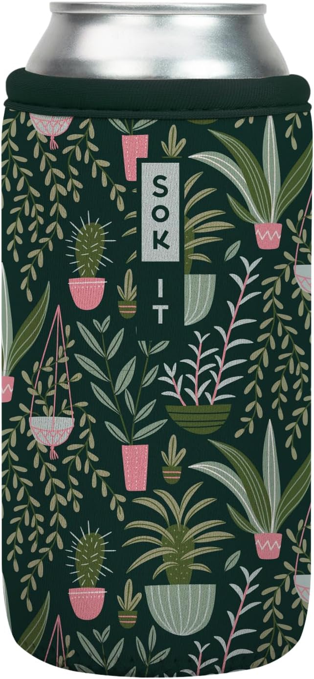 Sok It CanSok Sleeve for Beer & Soda Insulated Neoprene Cover (Green Living, 16oz Can Sleeve)