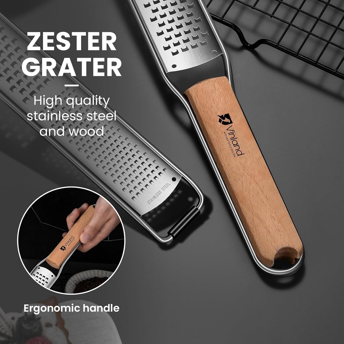 Citrus Lemon Zester & Cheese Grater (Razor-Sharp Stainless Steel Blade & Protect Cover) For Citrus, Parmesan Cheese, Lemon, Ginger, Garlic, Chocolate, Nutmeg, Vegetables and Fruits - Dishwasher Safe