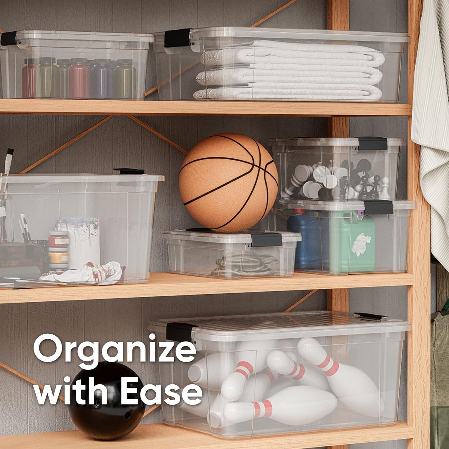 Superio Storage Bins with Lids- 4 Pack, 6.6 Qt Clear Boxes for Organizing, Stackable Plastic Containers- BPA Free, Non-Toxic, Odor Free, Organizer for Home, Office, Dorm