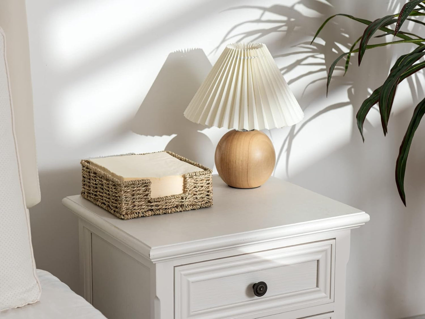 StorageWorks Seagrass Napkin Holder for Table, Wicker Napkin Baskets for Bathroom, Rustic Napkin Dispenser for Dinning Room, Guset Room, 7 ½"L x 7 ½"W x 2 ¾"H, 1 Pack