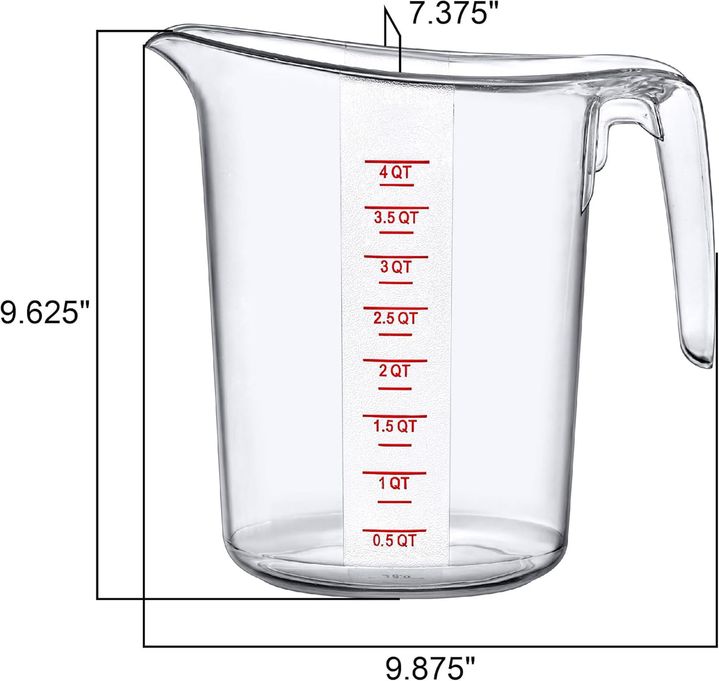 Amazing Abby - Melissa - 128-Ounce Plastic Measuring Pitcher (2-Pack), 16-Cup (4-Quart) Food-Grade Measuring Jug, Unbreakable, Stackable, Dishwasher-Safe, Great for Oil, Vinegar, Flour, and More