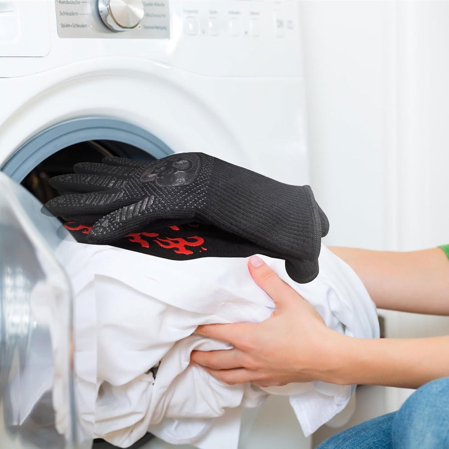 UBeesize Lengthen BBQ Gloves (Skeleton), 1472°F Heat Resistant Grill Glove, 14 inch Fireproof Oven Gloves for Cooking, Non-Slip Fire Glove for Grilling, Barbecue, Smoker, Baking, Frying