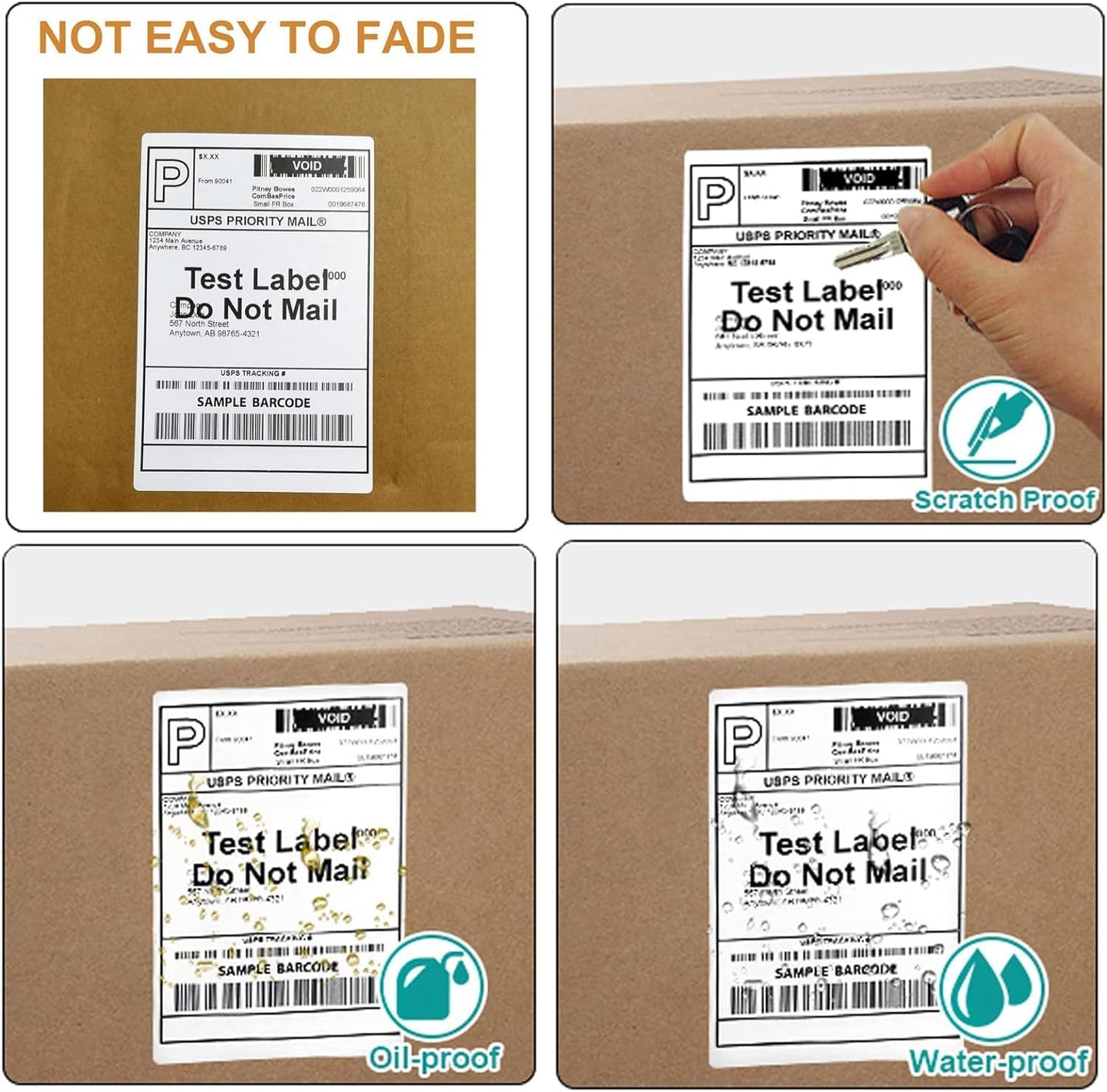 FungLam 4x6 Thermal Labels - 1000 Labels, 4 Rolls Direct Thermal Printer Label, Shipping Labels Compatible with Zebra, Rollo and Most Thermal Printer, Perforated Postage Label Paper, 250 Labels/Roll