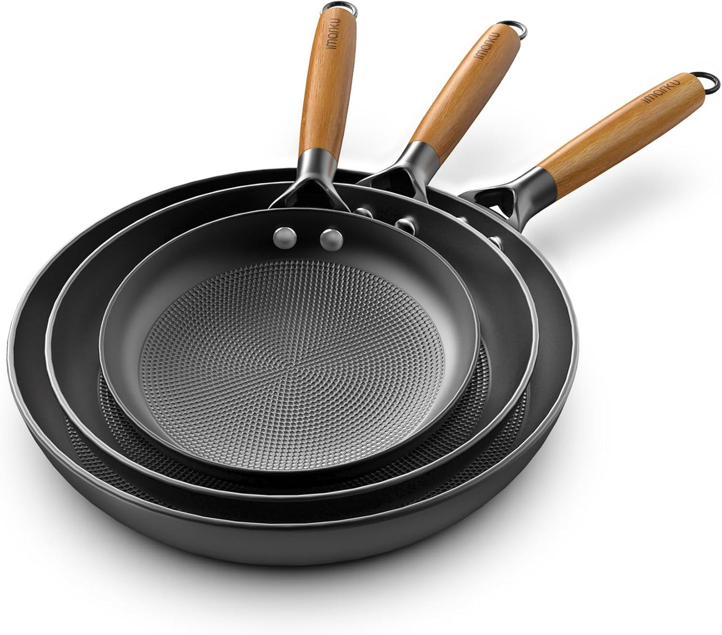 imarku Non Stick Frying Pans - 8&10&12 Inch Frying Pan Nonstick Professional Cast Iron Skillet Dishwasher Safe Nonstick Frying Pan Set, Detachable Handle, Christmas Gifts