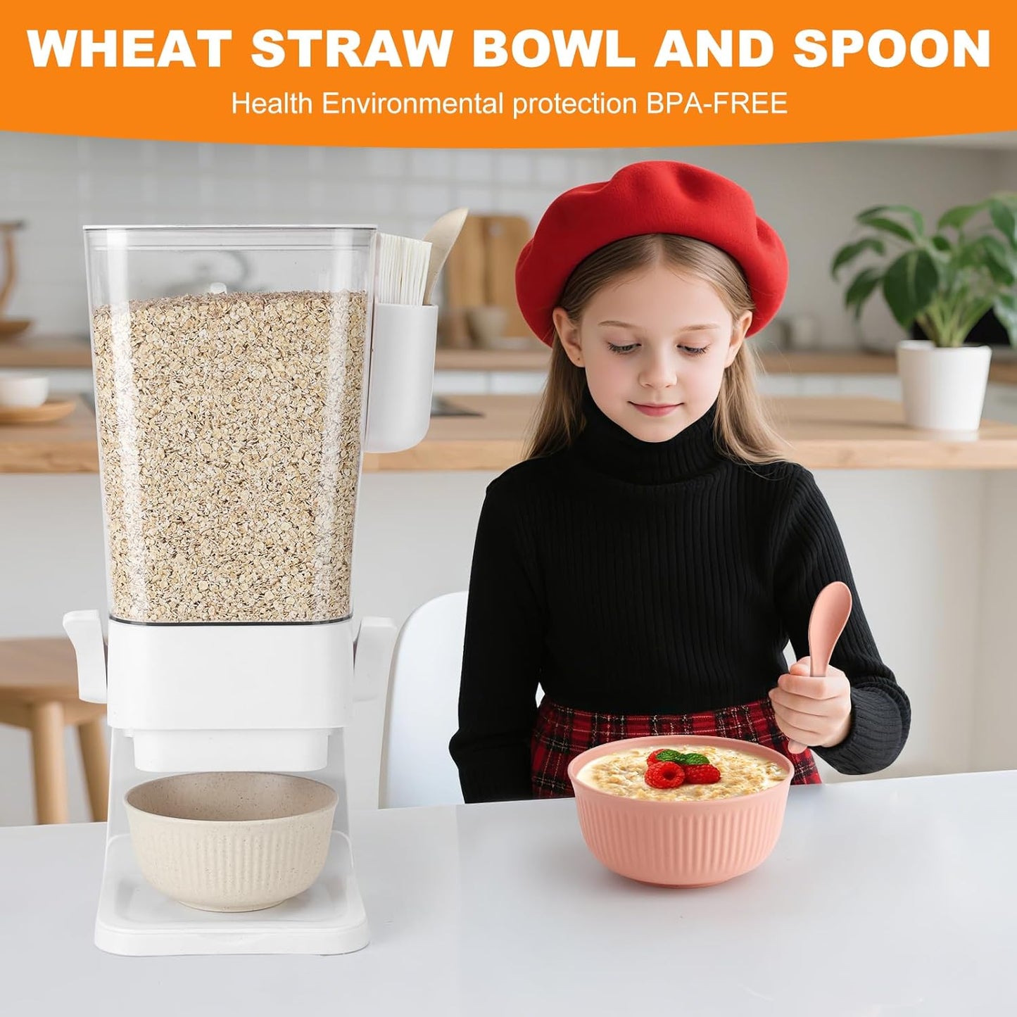 Cereal Dispenser Countertop 2 Pack with Bowls Spoons Cutlery Box,5.5 QT Dry Food Dispenser Snack Organizer Containers Storage with Lids for Pantry Kitchen Organization Oatmeal Nut Granola Candy