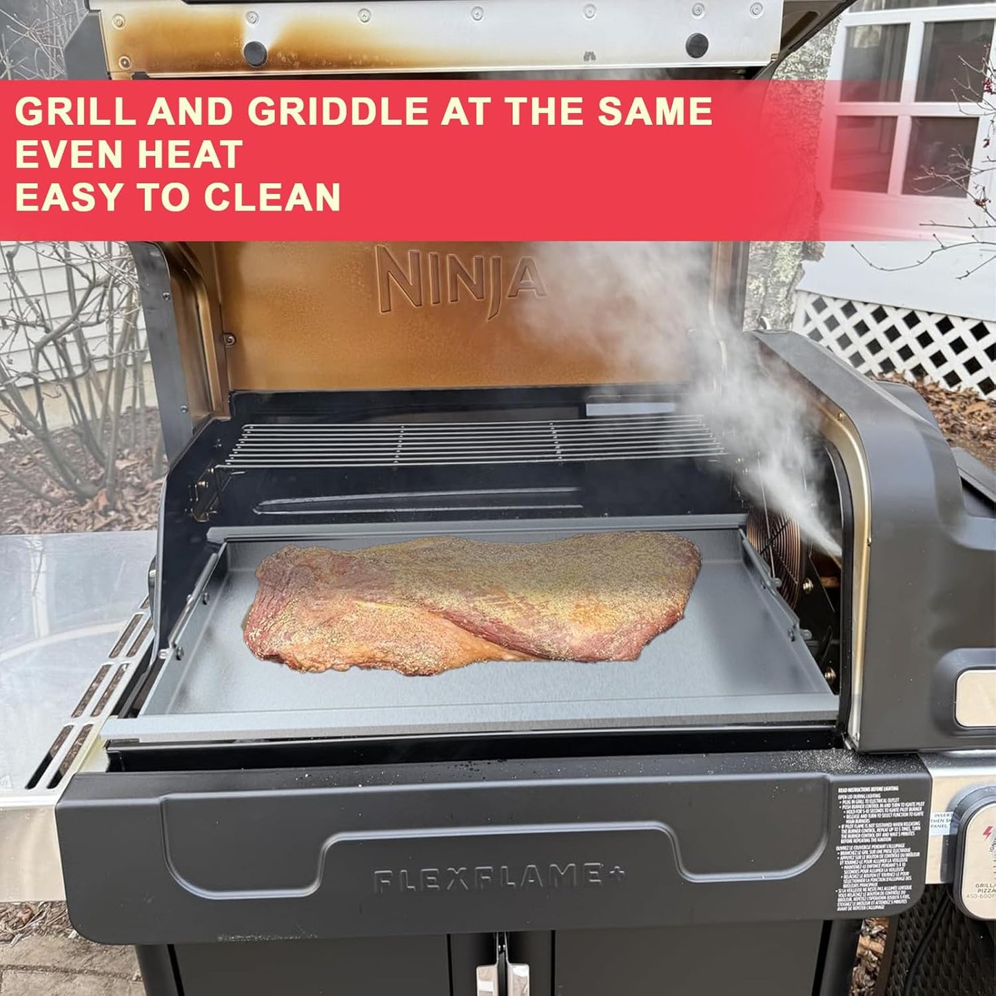 Upgrades Full-Size Griddle Inserts for Ninja PG300 Series Grill Accessories, Stainless Steel Sizzle Griddle Plate for Ninja FlexFlame Grills, for Flex Flame XSKHLFGRIDLE Accessories, 24" x17"