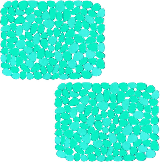 Bligli Pebble Sink Mat for Stainless Steel/Ceramic Sinks, PVC Eco-Friendly Sink Protectors Mats for Bottom of Kitchen Sink, Dish Drying Mat for Dishes and Glassware, 15.7 x 11.8 inch, Green