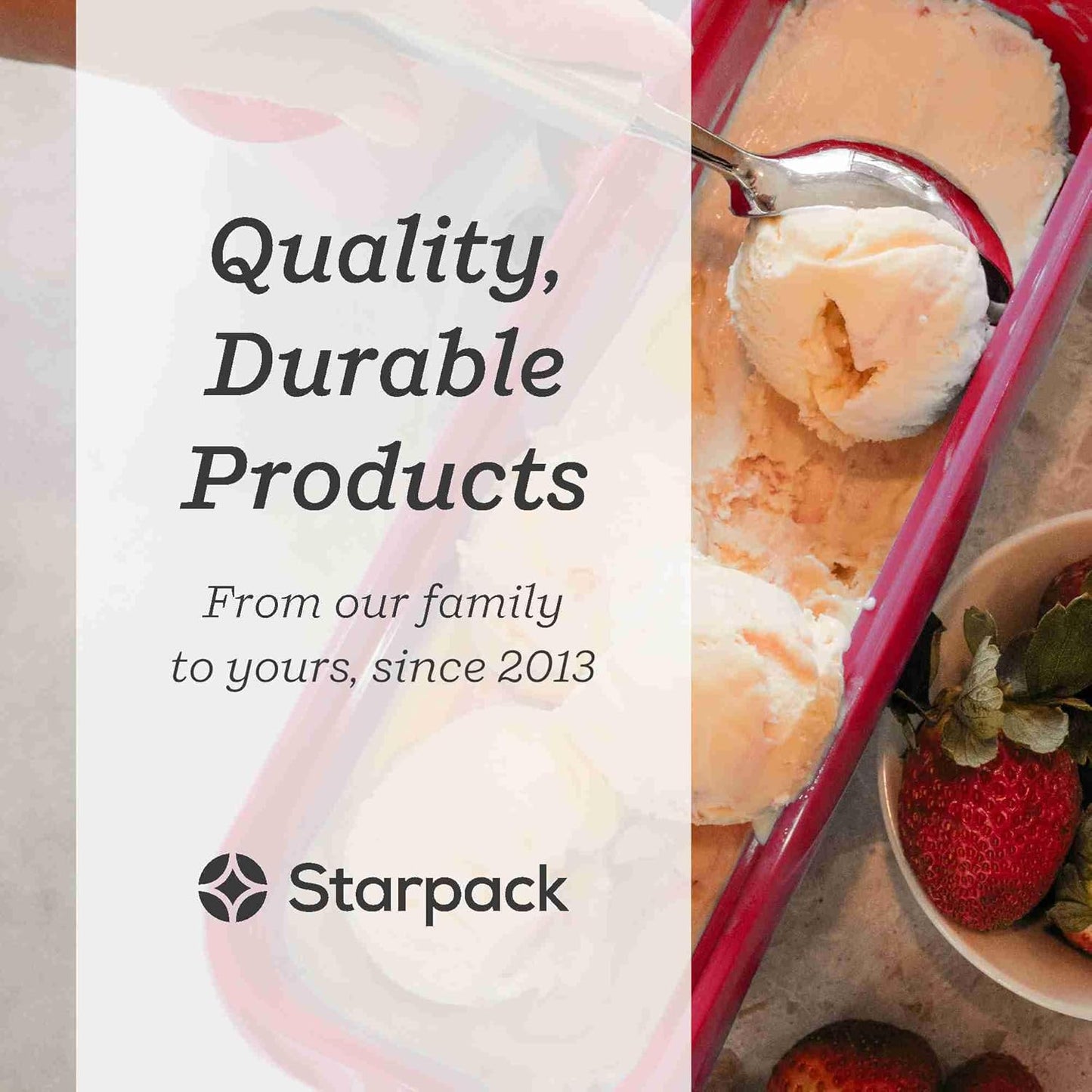 Starpack 'Inside Scoop' Ice-Cream Storage Container for Freezer (2 Pcs) - 1.5 Quart Ice Cream Containers for Homemade Ice Creams - Reusable Dessert Containers with Lids - Leak-Free Lids (Silicone)