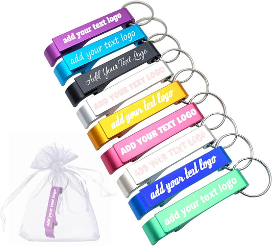 100pcs Personalized Bottle Opener Keychain Custom Aluminum Beer Bottle Opener Engraved Any Text/Logo Wedding Favors, Brewery, Bar, Anniversaries, Party, Property Agent, Guests, Graduation, Christmas