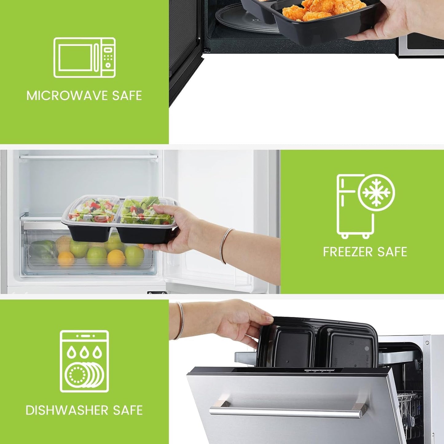 Meal Prep Containers 50 Pack - 2 Compartment Food Containers with Lids, To Go Food Containers BPA-Free, carry out Container With Lids Microwave, Dishwasher, Freezer Safe 30 oz