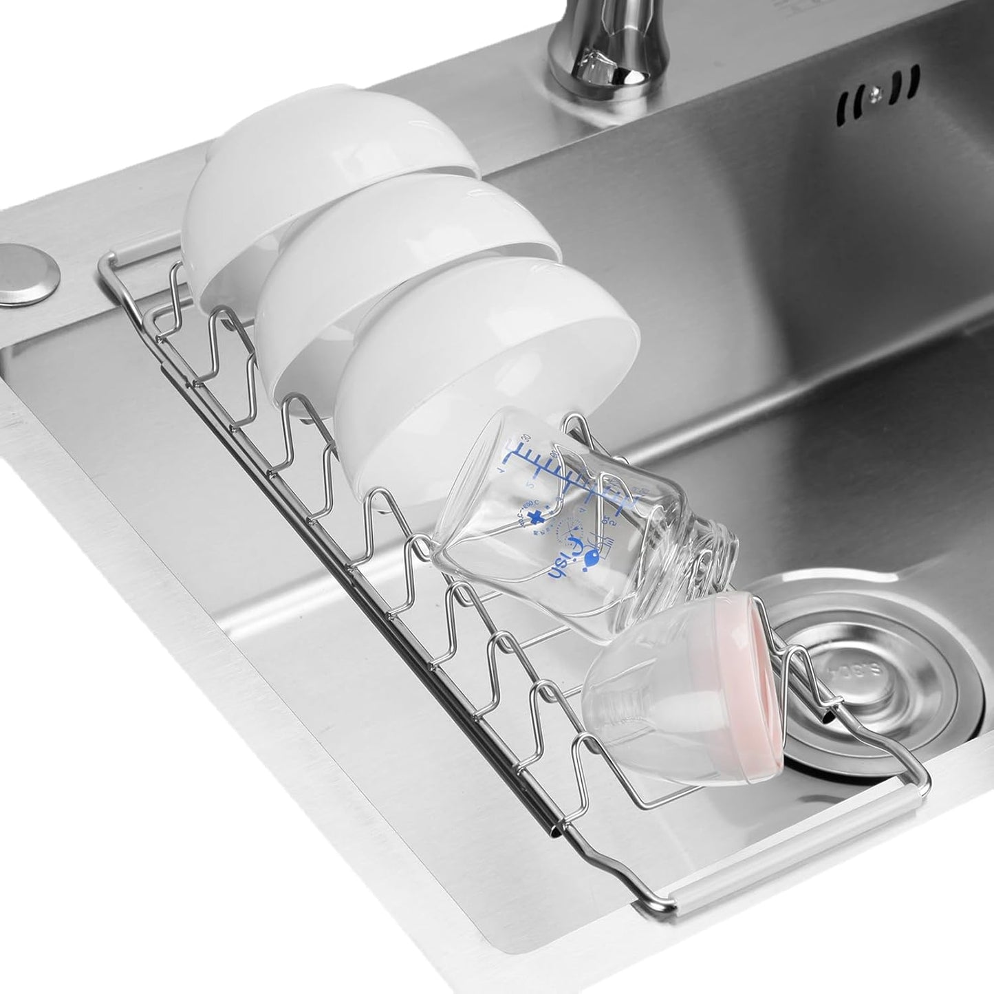 Space Saving Dish Drying Rack Small - Expandable Telescopic Over The Sink Drying Rack,304 Stainless Steel Dishrack for 13.58" - 21.65" Sinks. (Small)