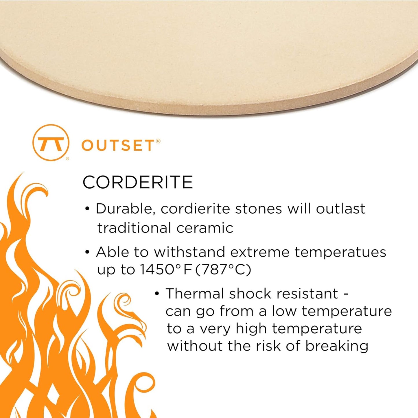 Outset Pizza Stone For Grill and Oven, 14" x 16" Pizza Tile