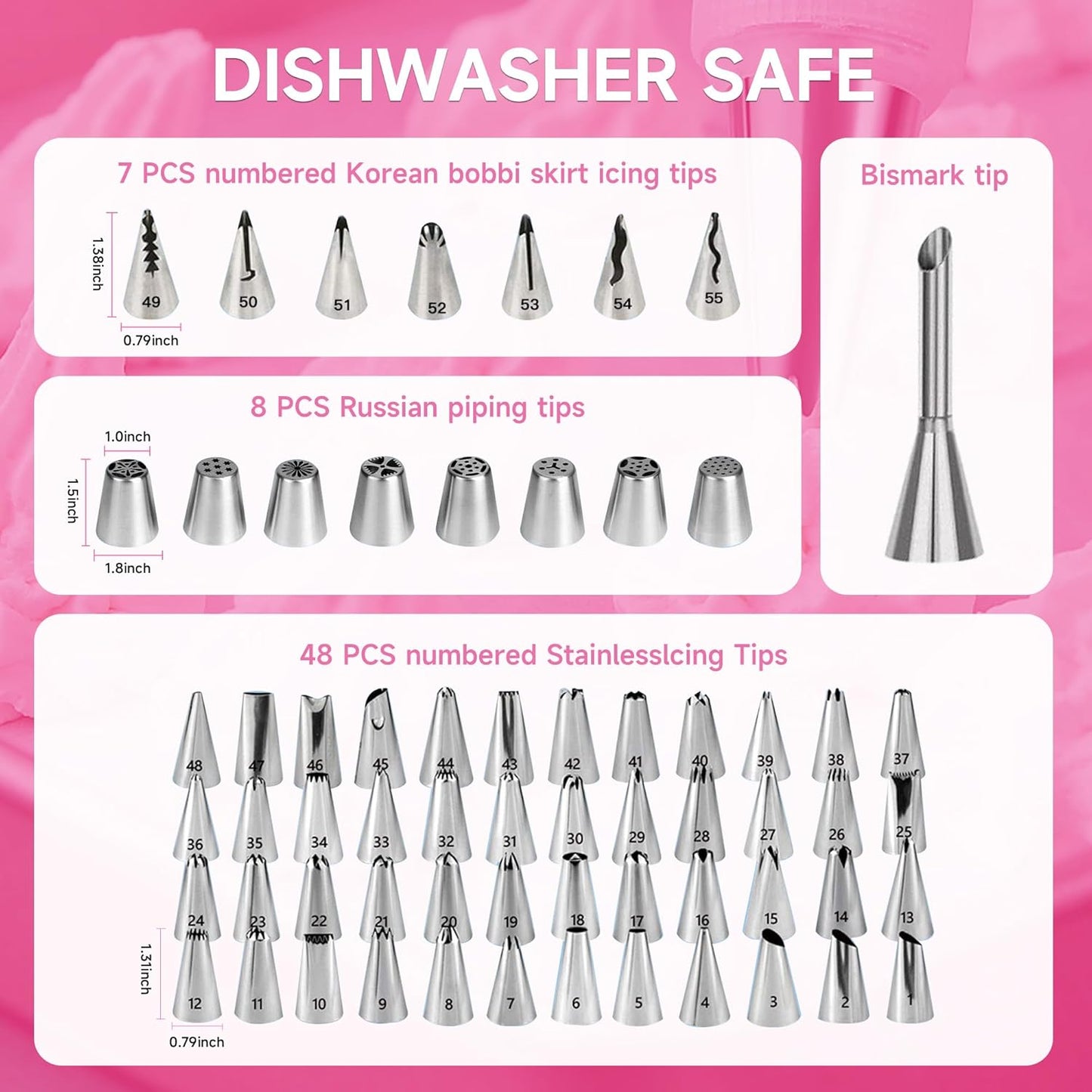 Cake Decorating Kit,137pcs Cake Decorating Supplies with Cake Turntable for Decorating,Pastry Piping Bag,Russian Piping Tips Baking Tools, Cake Baking Supplies for Beginners(Pink)