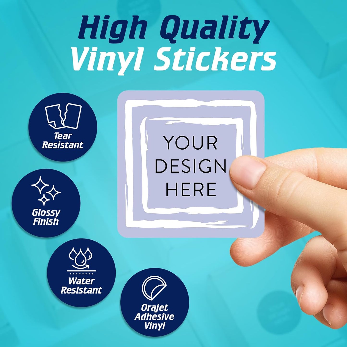100 Custom Vinyl Stickers - Upload Your own Image, Text, Design, Logo - Personalized Logo Labels for Handmade, Packaging, Bottle, Jars, Candle, Brand Stickers (Lavender Square, 2x2)