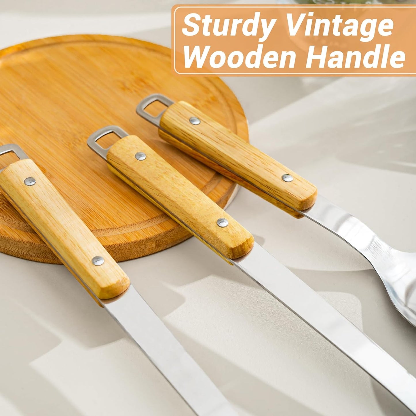 FJNATINH Spatula and Ladle - Set of 2 Wok Tools - Universal Wok Ladle and Spatula - Stainless Steel Cooking Utensils and Wok Accessories,14"-15"