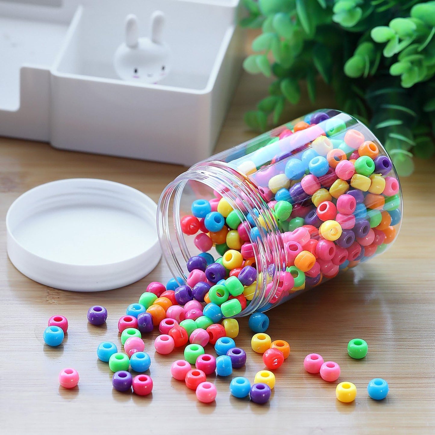 SATINIOR 6 Pack 16 oz Plastic Jars Containers with Lids Wide-mouth Refillable Leakproof Reusable Round Empty Jars for Travel Cosmetic Dry Food Spice Cookie Candy Home Kitchen Organizing(White)