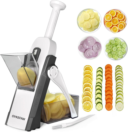 Safer Mandoline Slicer For Kitchen, Potato Slicer for Chips, Vegetable & Food Cutter, Thickness Adjustable 0.1-8 mm, Kitchen Faster Slice Artifact (Only Slicer)