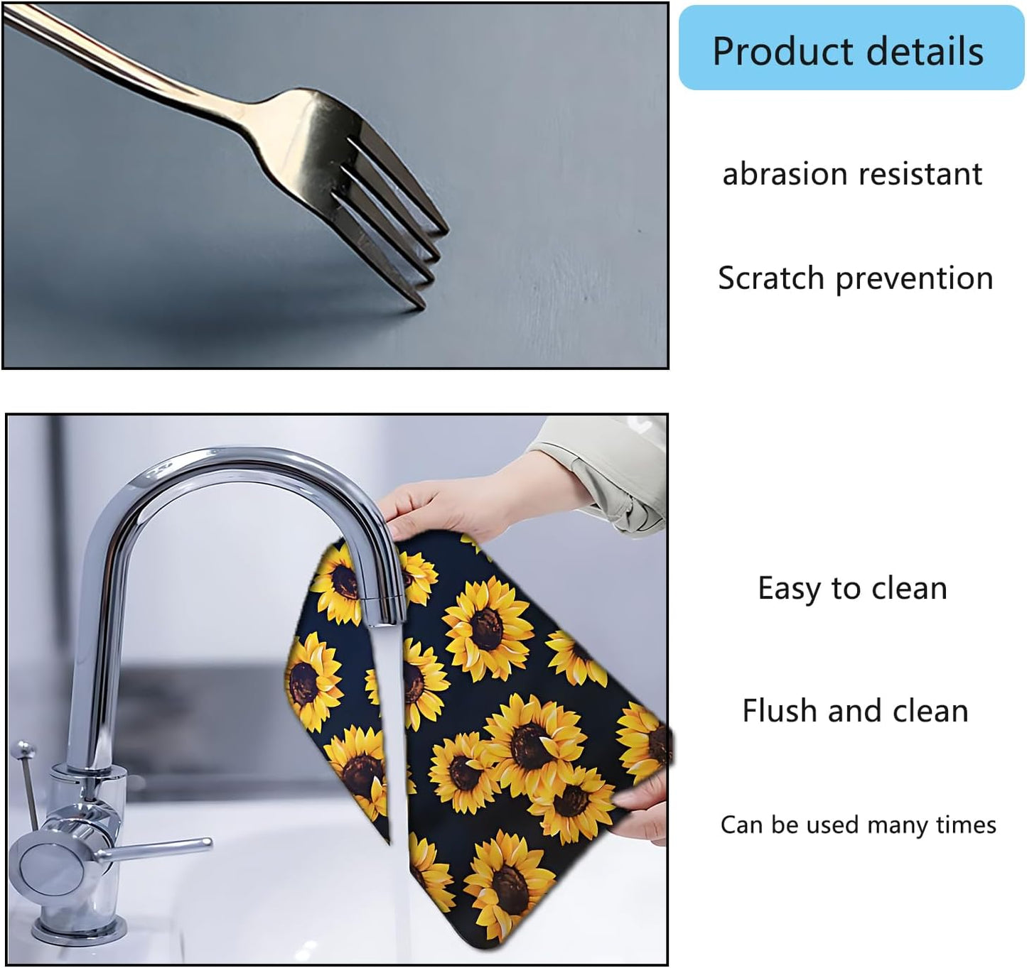Dish Drying Mat Foldable Fall Kitchen Drying Mat Absorbent Sink Mat Multi-Purpose Coffee Pad Easy To Clean,Kitchen Gadgets,sunflower decor(sunflower) (12inches*15inches)