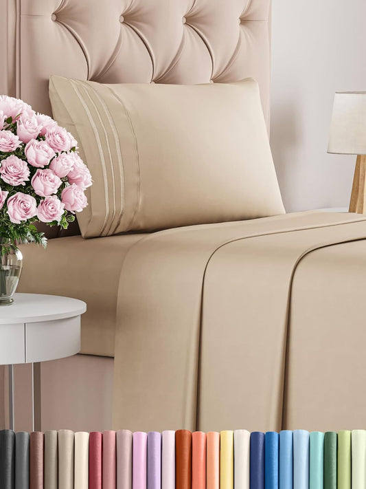 Twin XL Size 3 Piece Sheet Set - Comfy Breathable & Cooling Bed Sheets Set - Hotel Luxury Bedding for Women, Men, Kids, Teens, Boys & Girls - Deep Pockets, Ultra-Soft, Wrinkle Free - Oeko-Tex - Cream